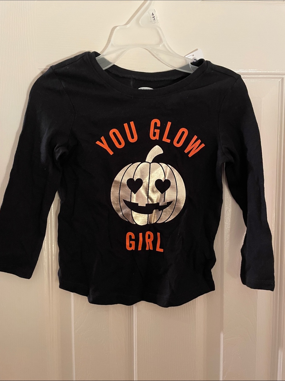 Girls Black Halloween Pumpkin Long Sleeve Tee toddler 2t NWT Old Navy